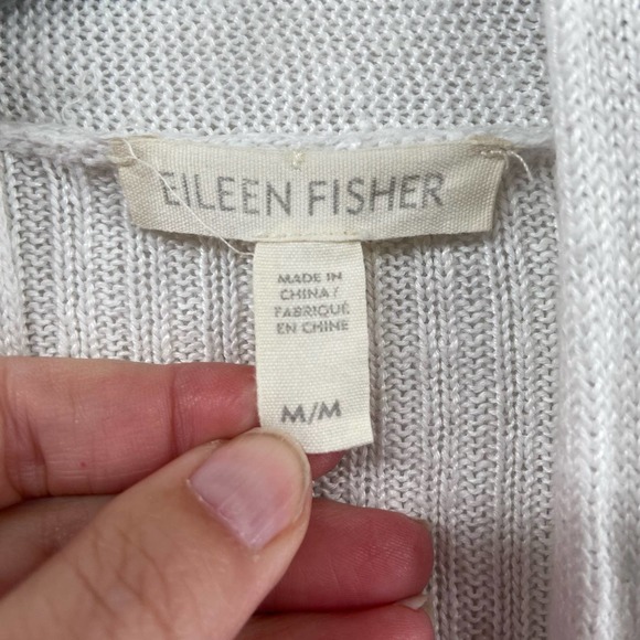 Eileen Fisher White Organic Linen Open Front Cardigan Size Medium - Picture 2 of 6